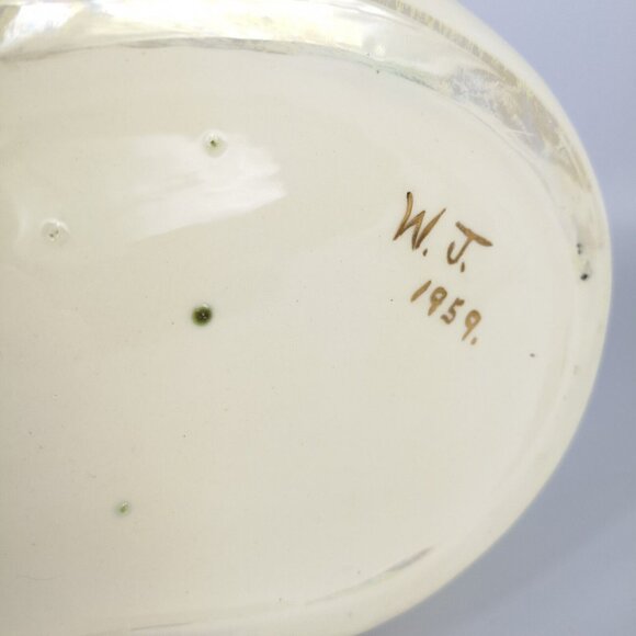 VTG 1950s Candle Holder Planter Iridescent Roses Ivory Unique Handmade Signed - Picture 15 of 15